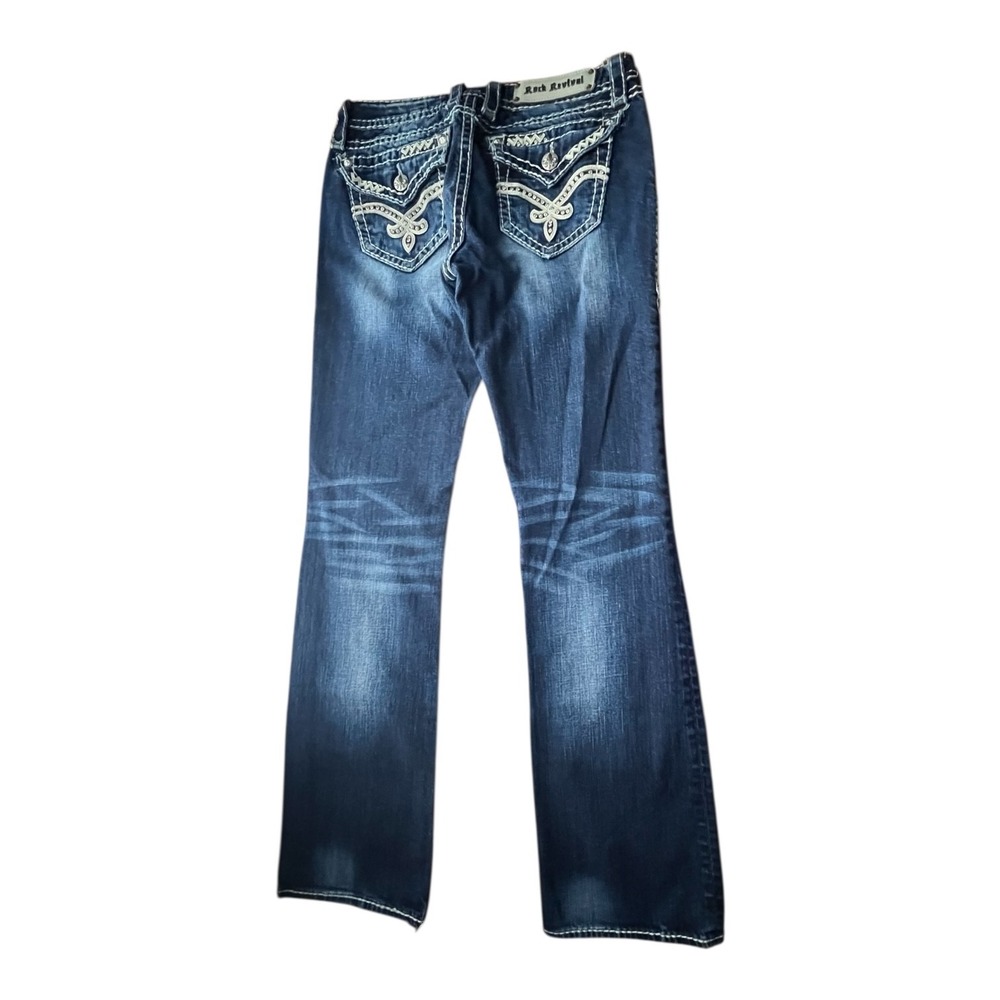 Rock Revival Bootcut Jeans Women's 29 Thick Stitch Bling Western Rodeo Denim - Picture 13 of 16